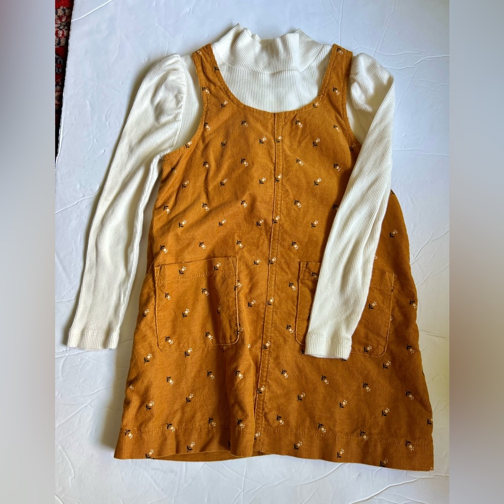 GAP Mustard Pinafore Dress with White Top size 3